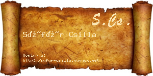 Sáfár Csilla névjegykártya
